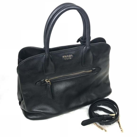 Prada Handbags - PRADA Saffiano cuir leather with golden hardware